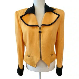 Solini Womens Vintage Yellow Blazer Jacket Size 6 80s 90s Business Working Girl.